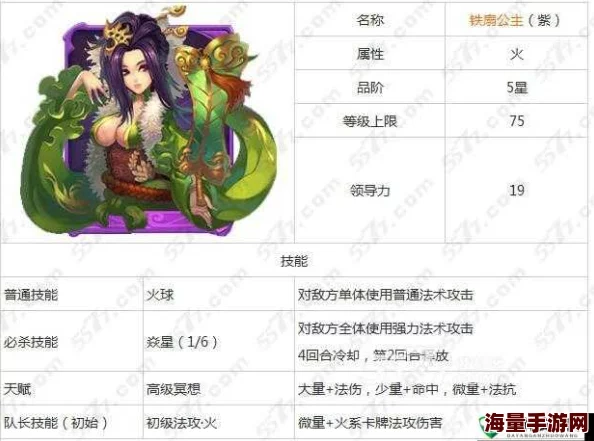 《少年西游记》手游热门角色铁扇公主技能属性深度解析